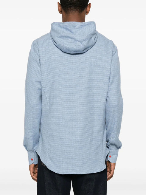 hooded gingham-check shirt